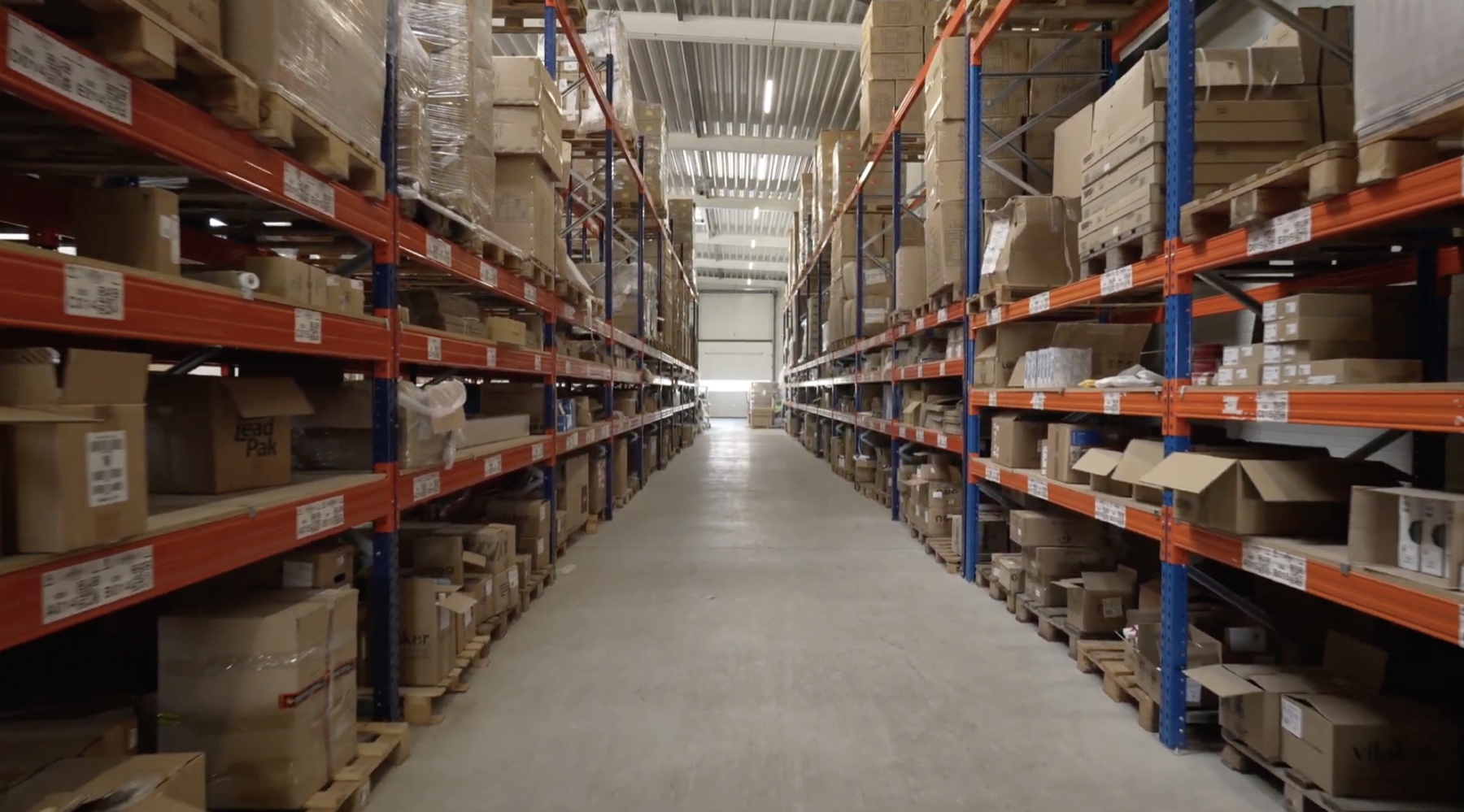 Picking zone at the BigArena fulfillment center - pallets ready for dispatch